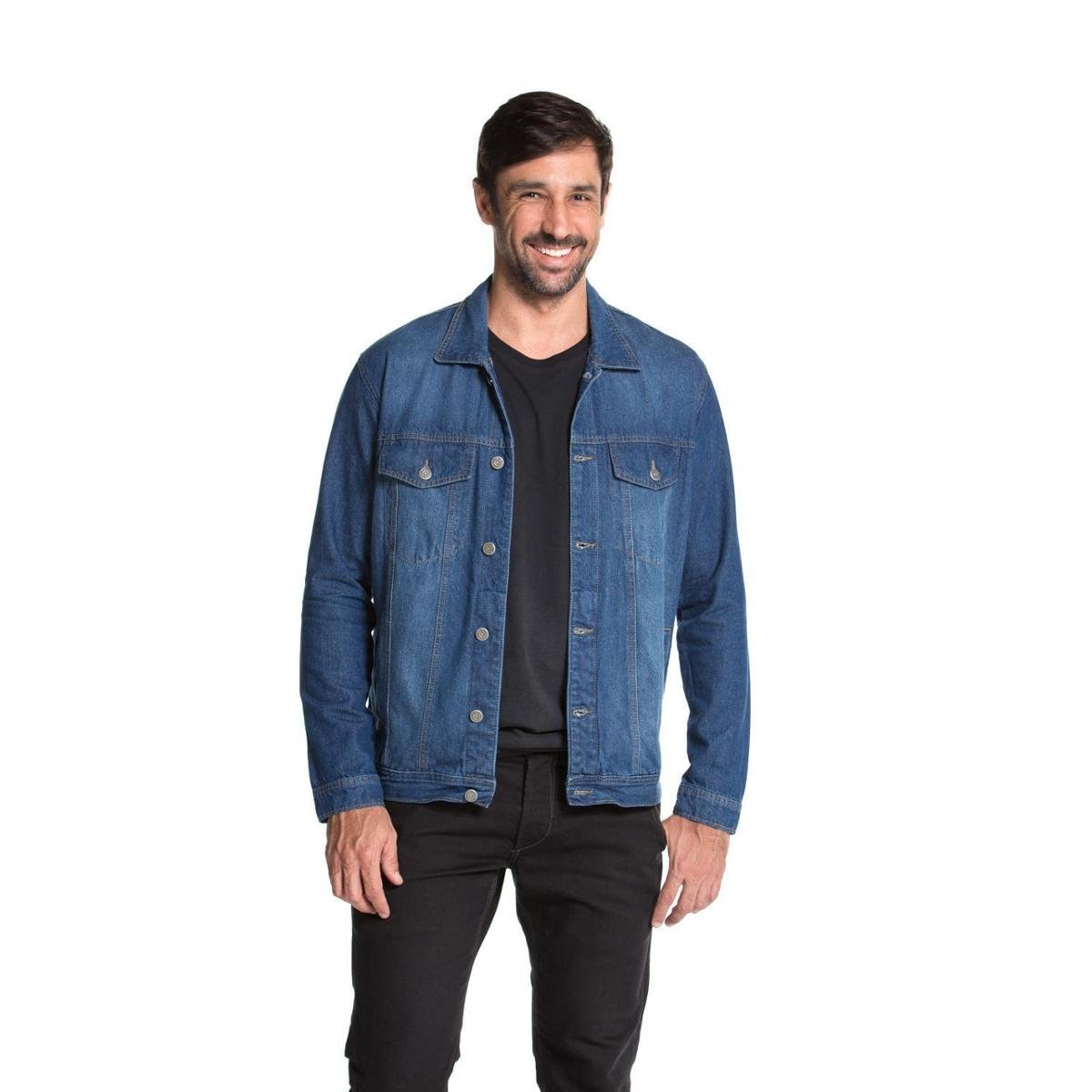 Jaqueta Jeans True You Brasil Denim Masculina - Azul Menor preço em Jaqueta Jeans True You Brasil Denim Masculina - Azul