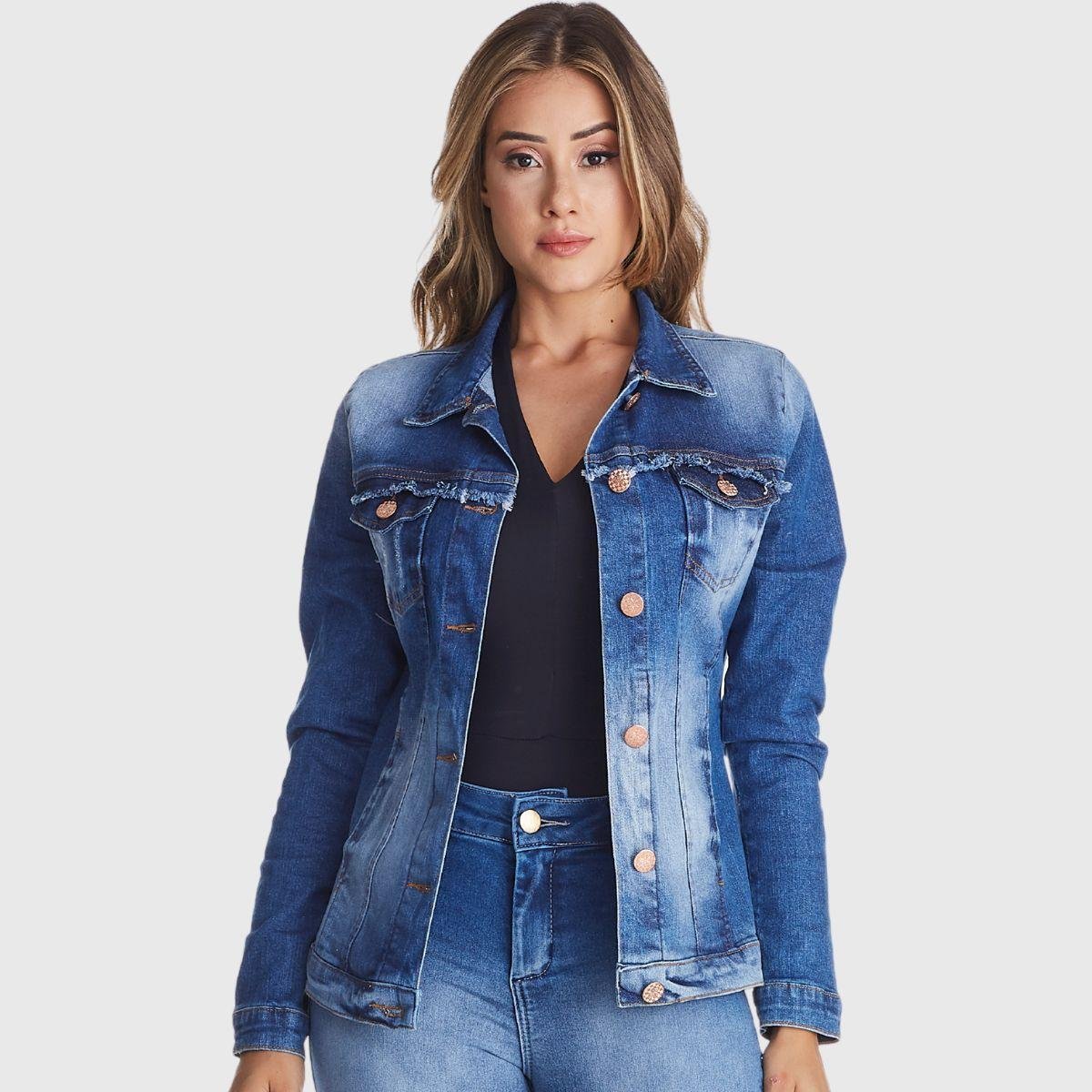 Jaqueta Jeans Zuren Premium Botões Azul Menor preço em Jaqueta Jeans Zuren Premium Botões Azul