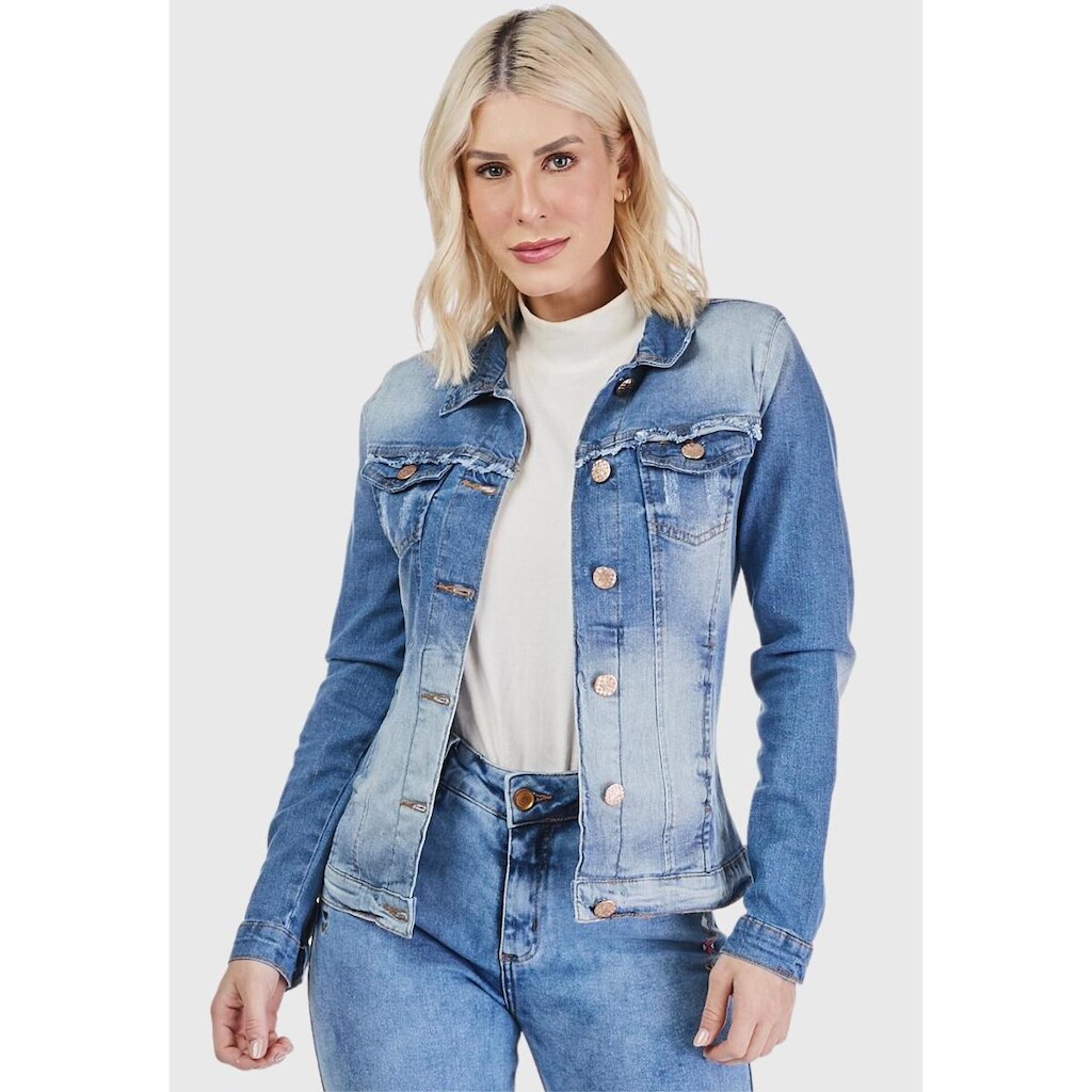 Jaqueta Jeans Zuren Premium Botões Azul