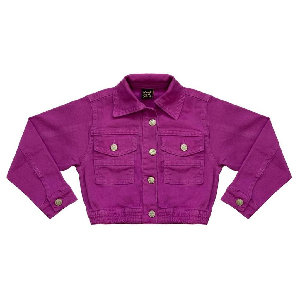 Jaqueta Juvenil Look Jeans Cropped Sarja - MAGENTA - 8