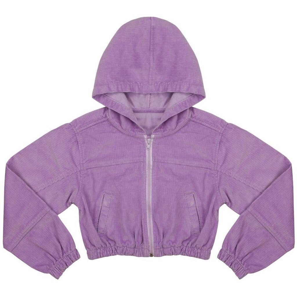 Jaqueta Juvenil Look Jeans Cropped Veludo Lilás - LILAS - 12