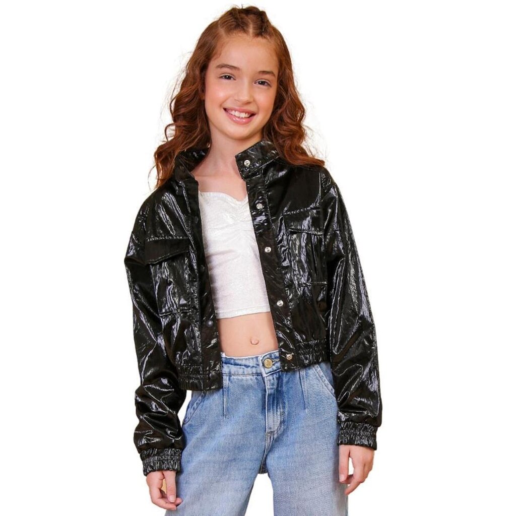 Jaqueta Juvenil Look Jeans Metalizada - 6 - PRETO
