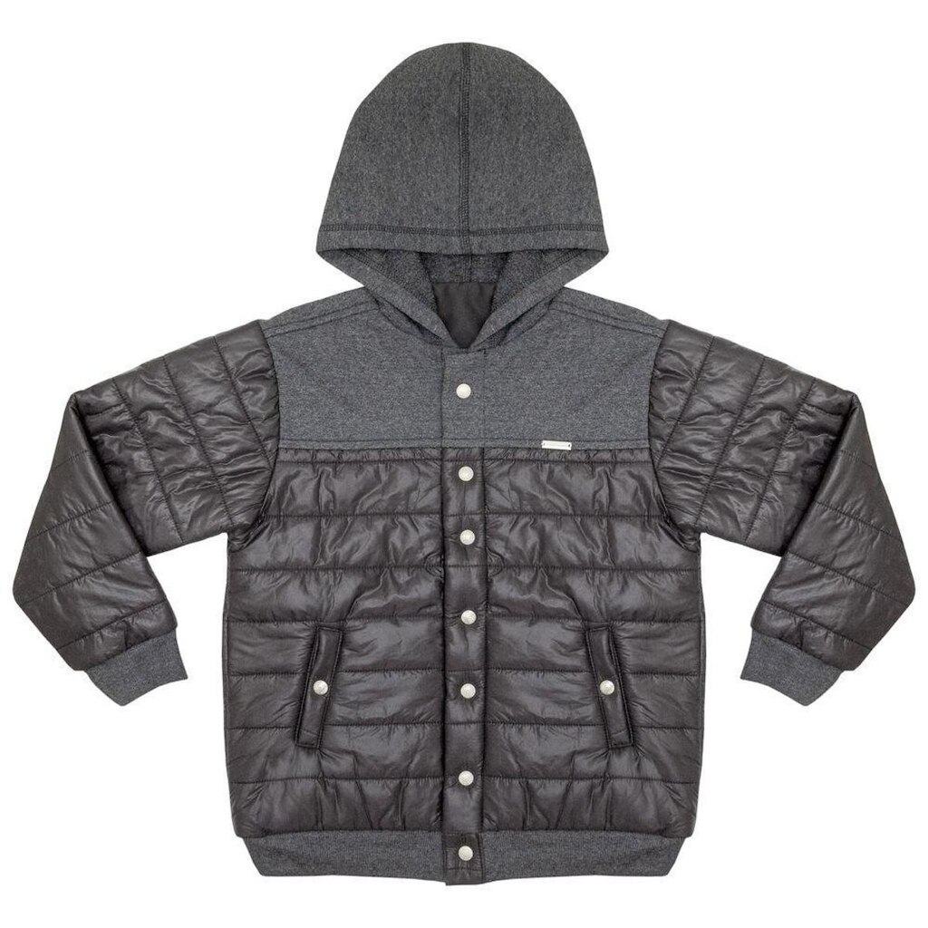 Jaqueta Juvenil Look Jeans Puff Preta - PRETO - 10