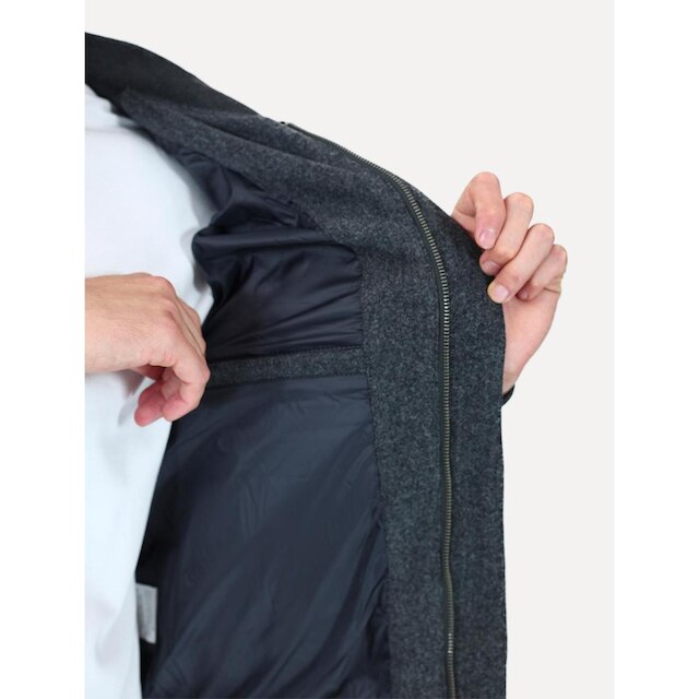 Jaqueta K&J Black Masculina Flanelada Bomber Cool Wool Cinza Escuro Mescla JQ.02.009J 00006