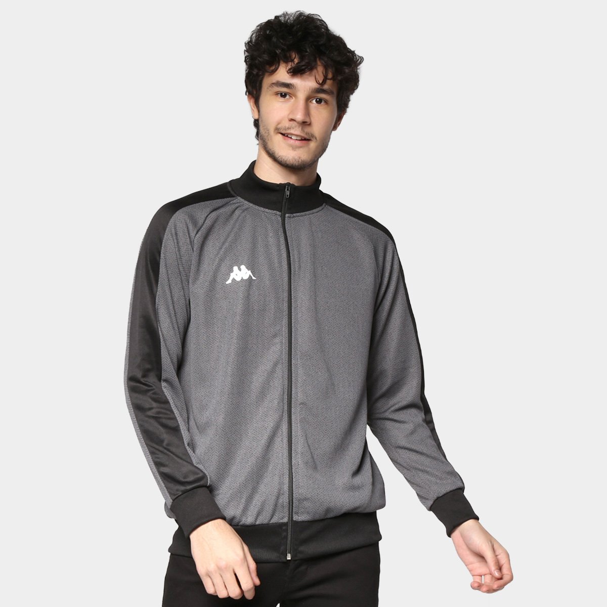 Jaqueta Kappa Klaus Jacquard Masculina - Chumbo+Preto Menor preço em Jaqueta Kappa Klaus Jacquard Masculina - Chumbo+Preto