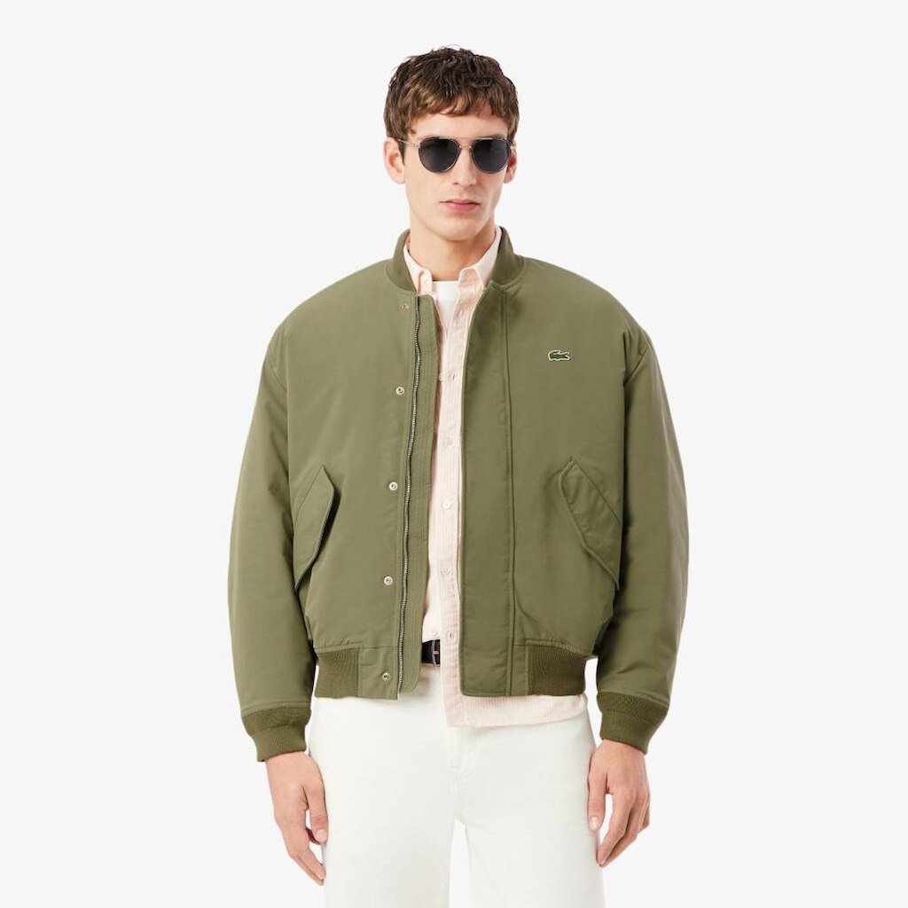 Jaqueta Lacoste Bomber Em Tafetá Repelente À Água Masculina