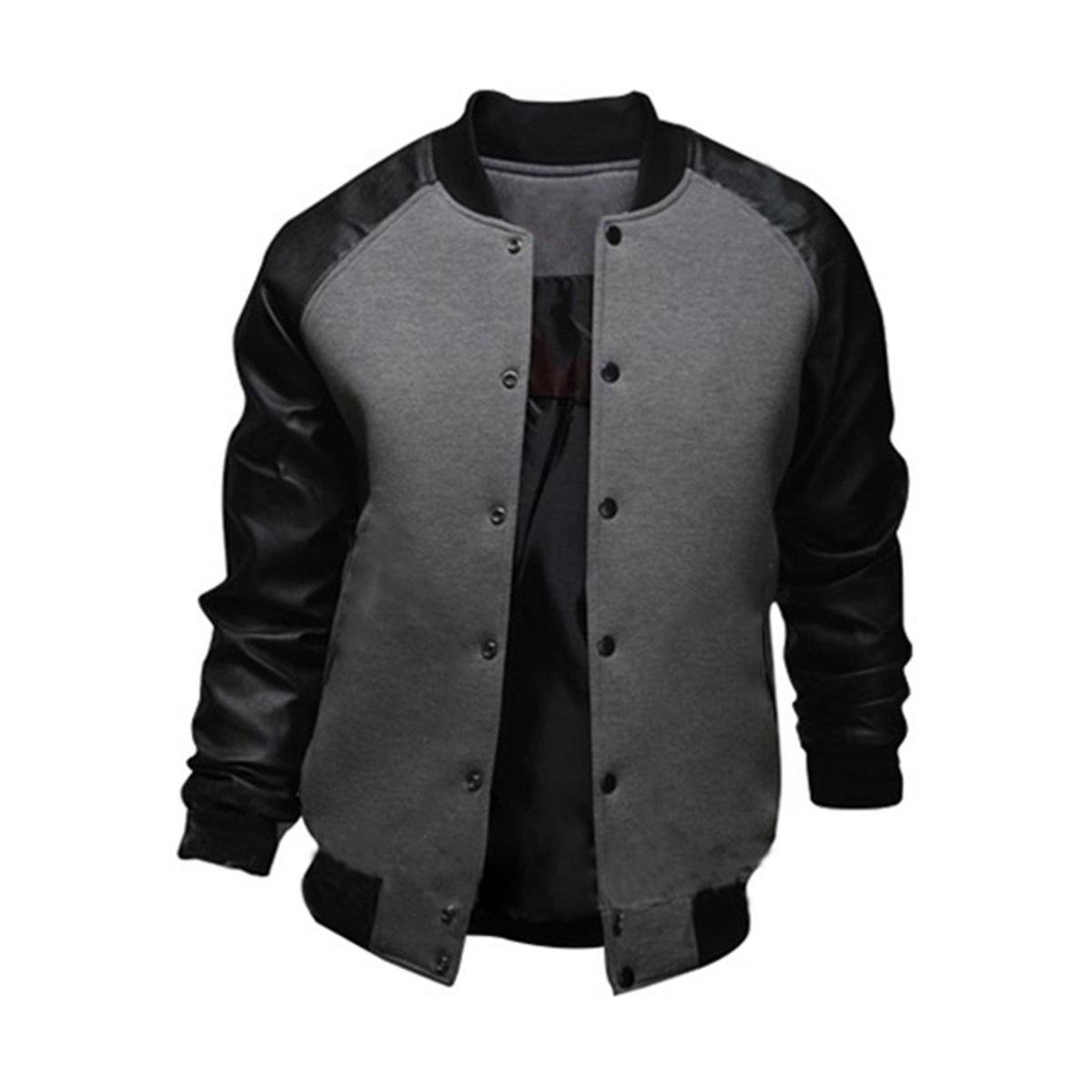 Jaqueta Malha Sintética Moletom Masculina College Raglan - Preto+Cinza Menor preço em Jaqueta Malha Sintética Moletom Masculina College Raglan - Preto+Cinza