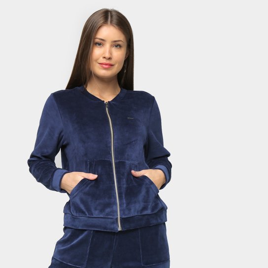 Jaqueta Marialicia Plush Básica Feminina - Marinho