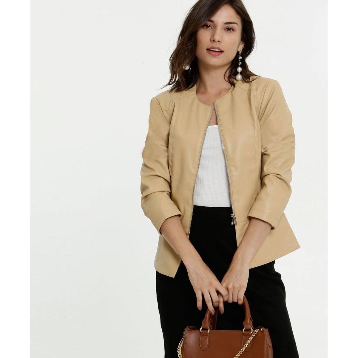 jaqueta bege feminina
