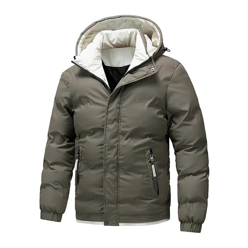 Jaqueta Masculina com Capuz Forrada por Dentro com Zizer e Bolsos