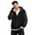 Jaqueta Masculina de Moletom Flanelado com Zíper Frontal Capuz e Bolso Amplo - Chumbo