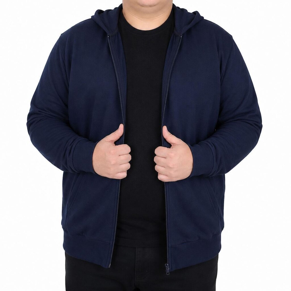 Jaqueta Masculina Fico Moletom Pluz Size Azul Marinho - 0098