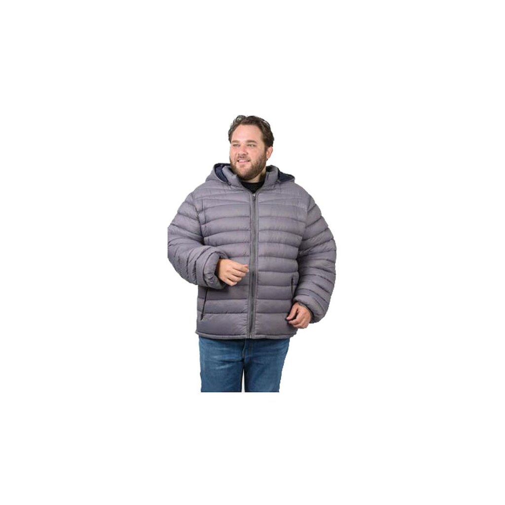 Jaqueta Masculina Kla Plus Size Com Capuz Cinza E Marinho Tam. G1