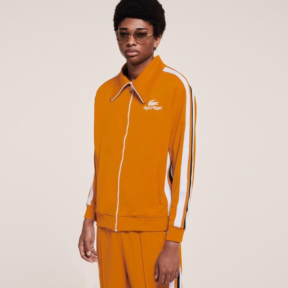 Jaqueta masculina Lacoste x Ricky Regal em piqué com faixas