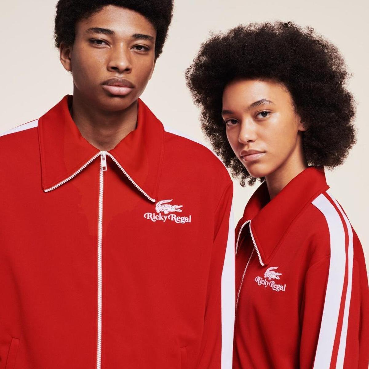 Jaqueta masculina Lacoste x Ricky Regal em piqué com faixas