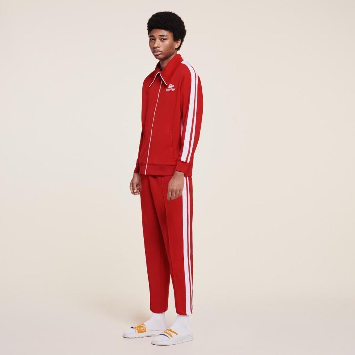 Jaqueta masculina Lacoste x Ricky Regal em piqué com faixas