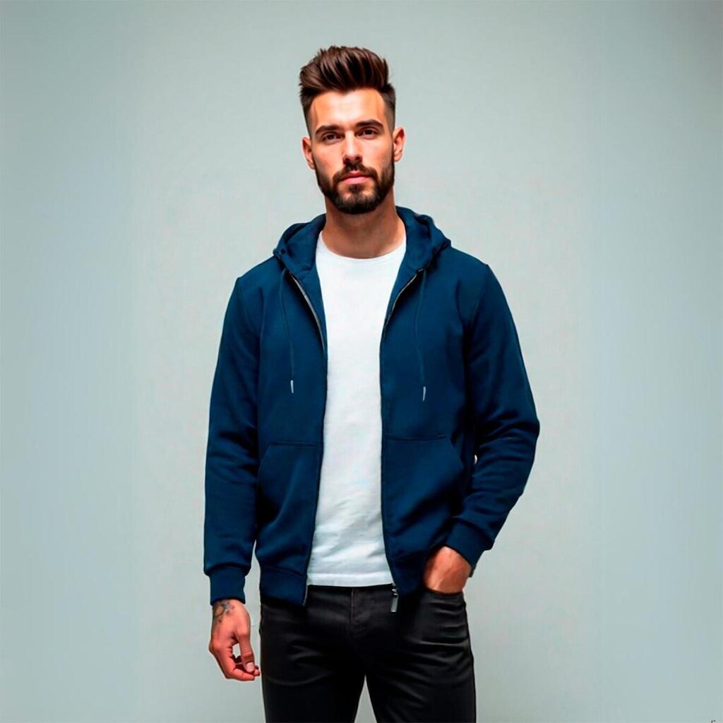 Jaqueta Masculina Moletom Básica Flanelada Com Capuz
