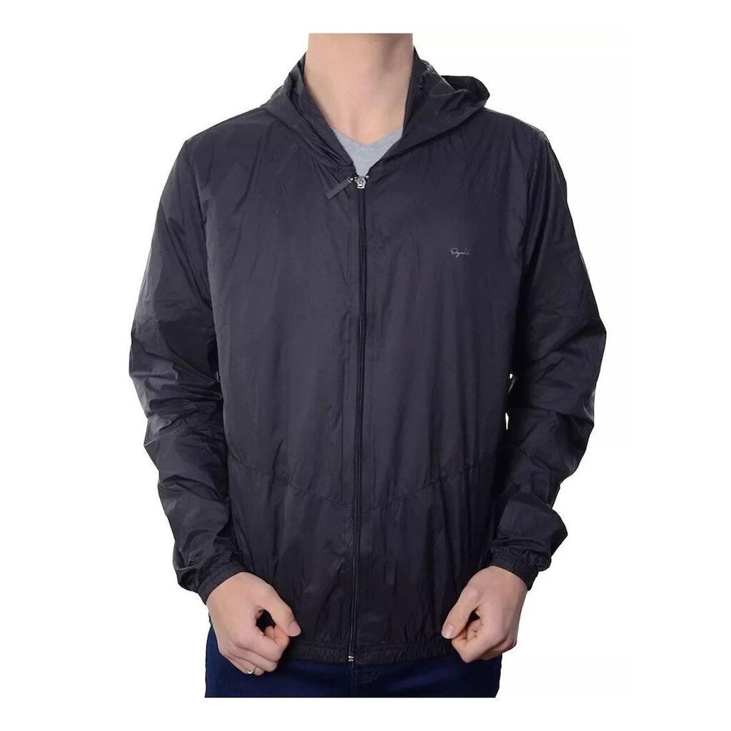 Jaqueta Masculina Ogochi Casual Slim Capuz Preta - 027474