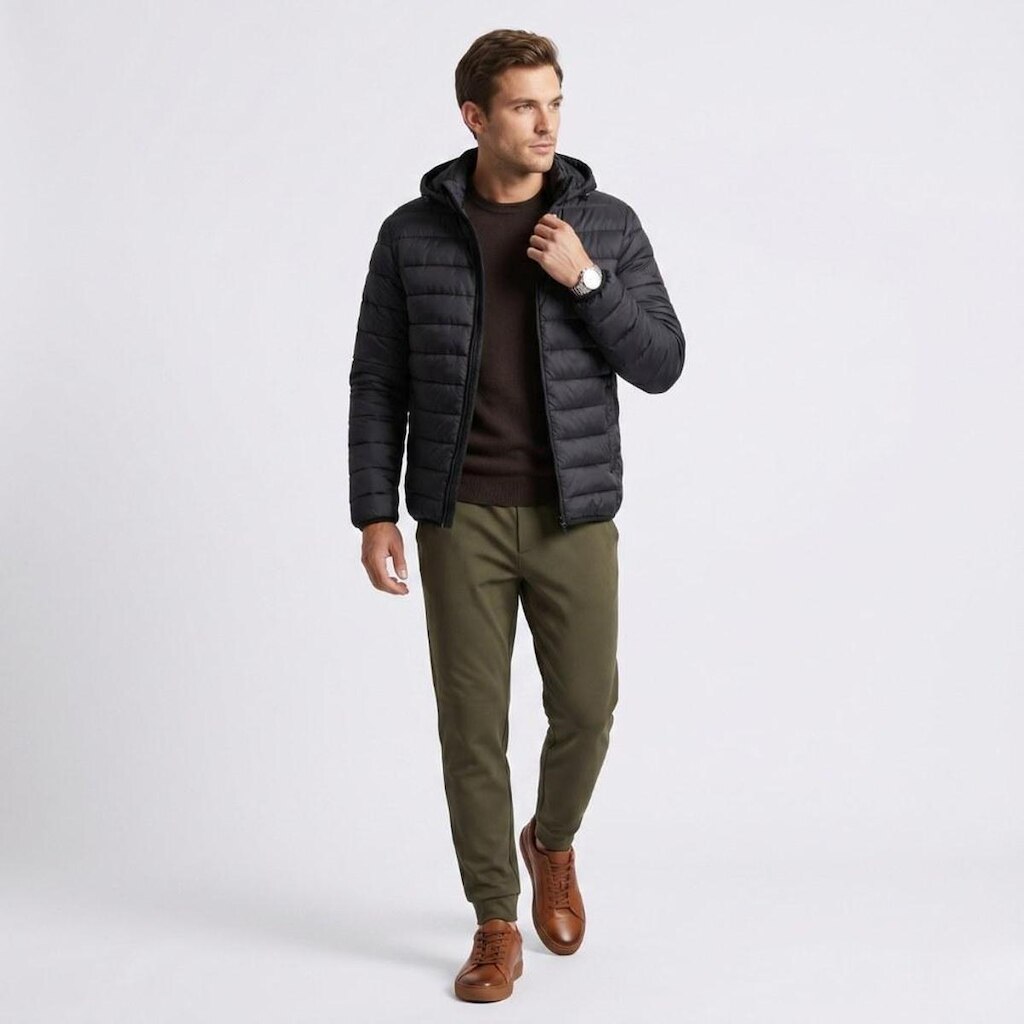 Jaqueta Masculina Puffer Com Capuz