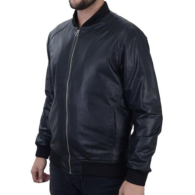 Jaqueta Masculina Spirito Santo Leather Bomber Couro Preta - 116207