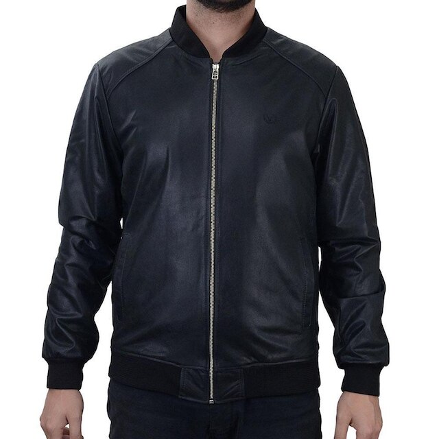 Jaqueta Masculina Spirito Santo Leather Bomber Couro Preta - 116207