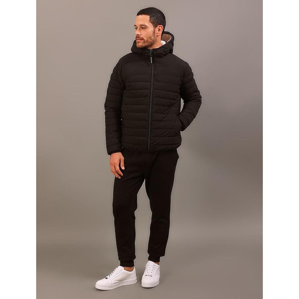 Jaqueta Matelassê Sherpa Capuz Calvin Klein Jeans - Preto