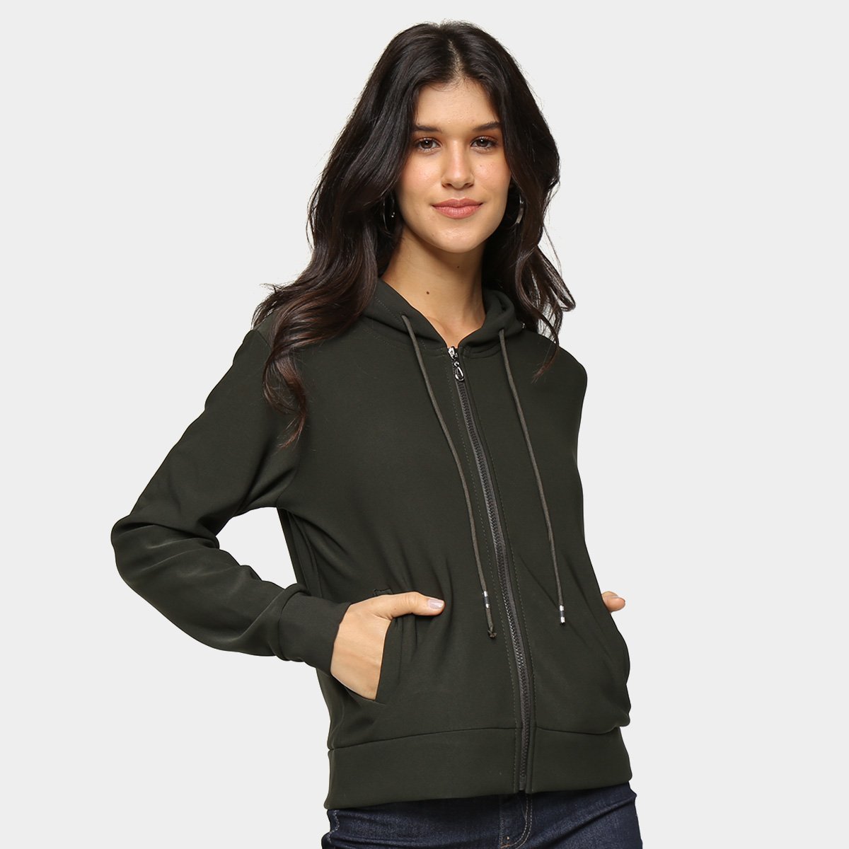 Jaqueta Moletom Facinelli Básico Com Capuz Feminino - Verde Menor preço em Jaqueta Moletom Facinelli Básico Com Capuz Feminino - Verde