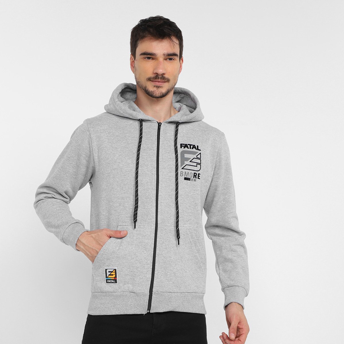 Jaqueta Moletom Fatal Bmore Masculina - Cinza Menor preço em Jaqueta Moletom Fatal Bmore Masculina - Cinza