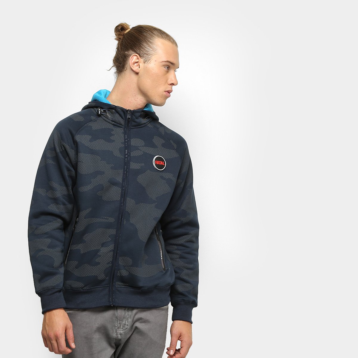 Jaqueta Moletom Fatal Camuflada Capuz Masculina - Marinho Menor preço em Jaqueta Moletom Fatal Camuflada Capuz Masculina - Marinho