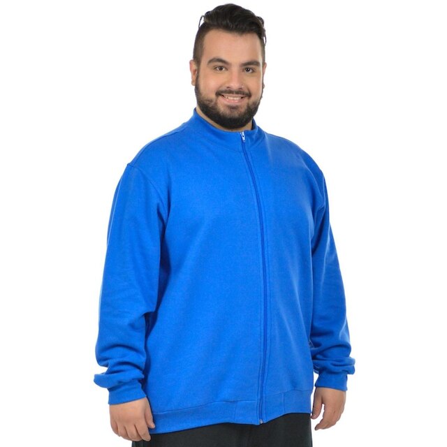 Jaqueta moletom flanelado básica plus size masculina fenomenal Verde militar 50