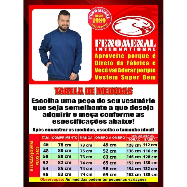 Jaqueta moletom flanelado básica plus size masculina fenomenal Verde militar 50