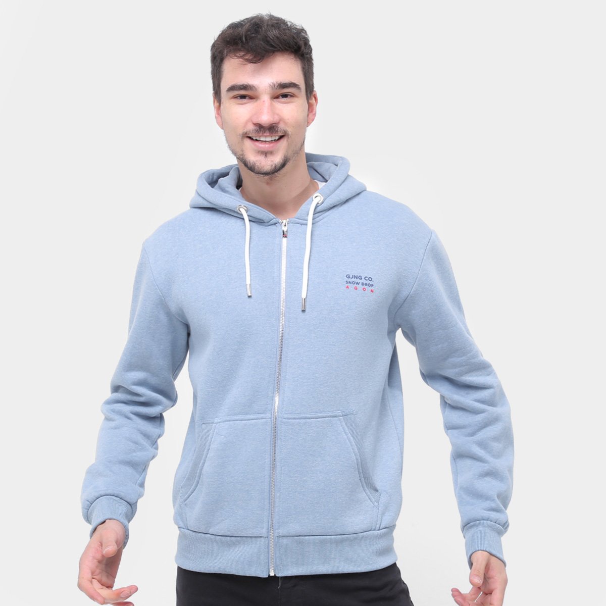 Jaqueta Moletom Gajang Capuz Masculina - Azul Menor preço em Jaqueta Moletom Gajang Capuz Masculina - Azul