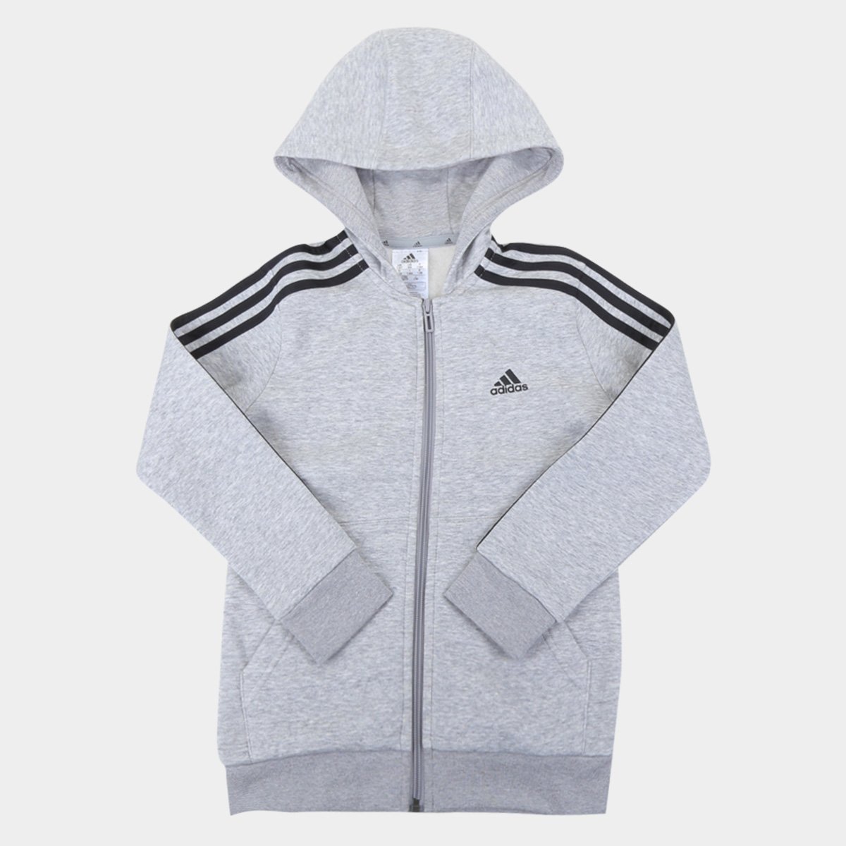 Jaqueta Moletom Infantil Adidas Essentials 3s Com Capuz Masculina - Cinza+Preto é boa?
