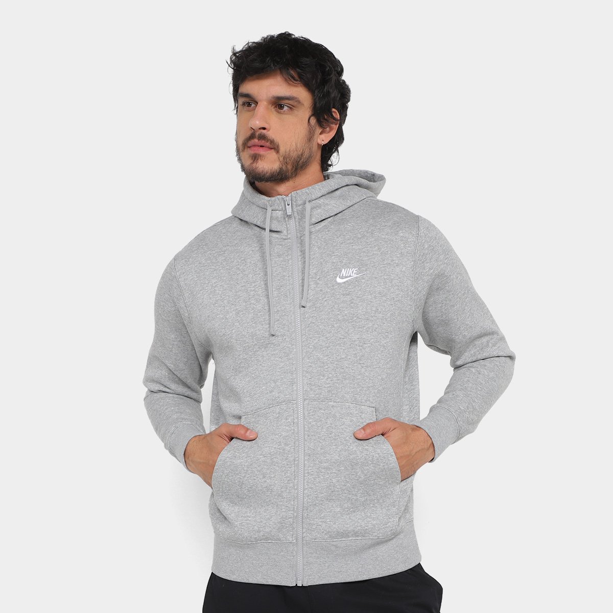 Jaqueta Moletom Nike Sportswear Club Fleece Capuz Masculino - Chumbo+Prata é ruim? Jaqueta Moletom Nike Sportswear Club Fleece Capuz Masculino - Chumbo+Prata é boa?