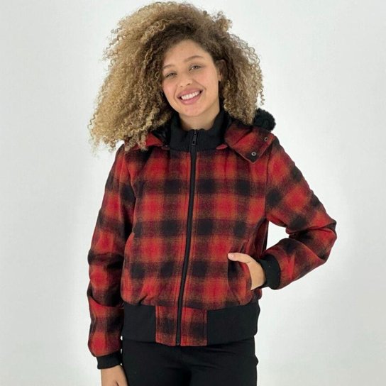 Jaqueta Mosaico Bomber Flanela Xadrez Feminina Zattini