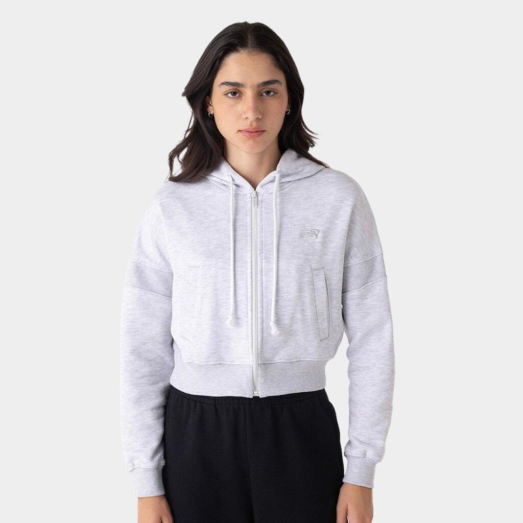 Jaqueta New Balance Athletics Small Logo - feminino - cinza mescla