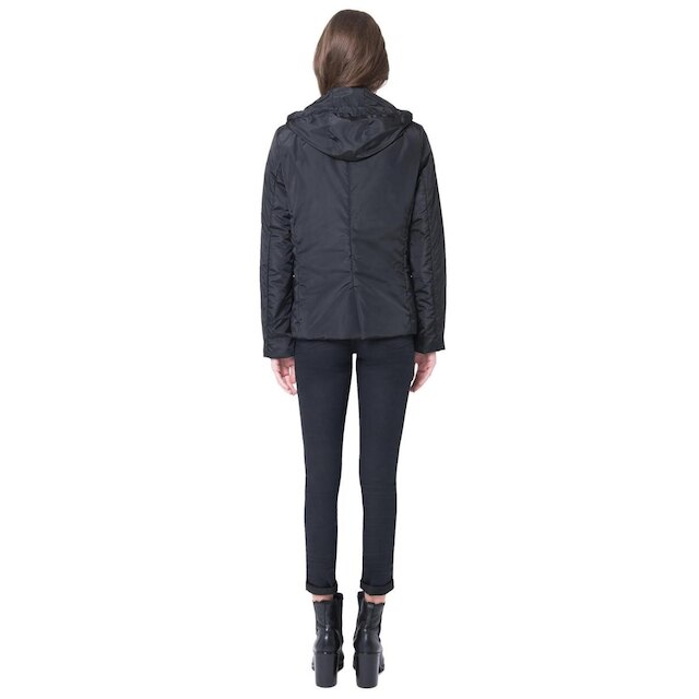 Jaqueta Nylon Hood Botões Preto 36
