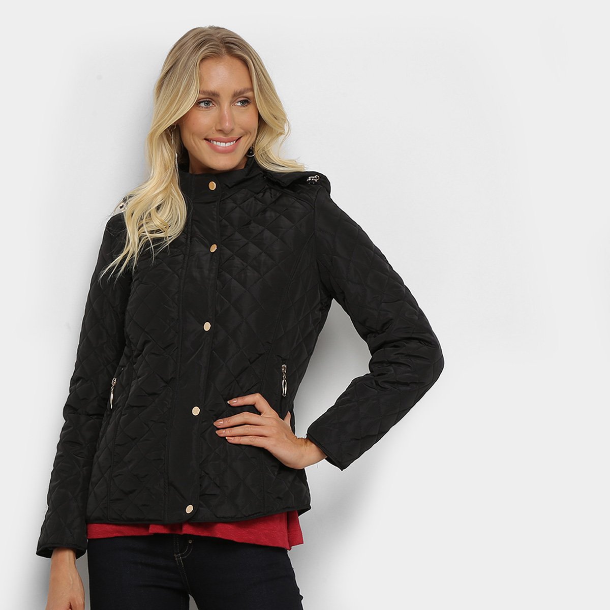 jaqueta preta matelasse feminina