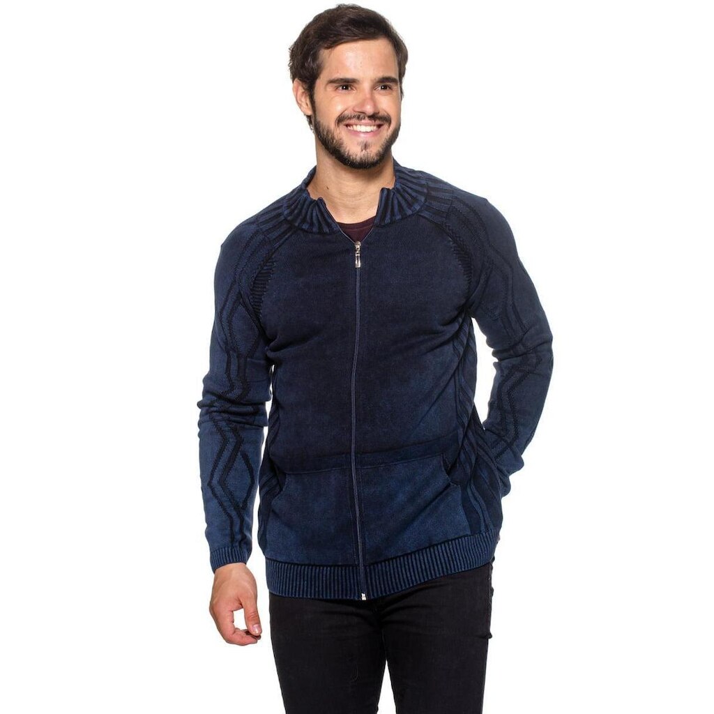 Jaqueta Officina Do Tricô Raglan Estonada Algodão Masculina