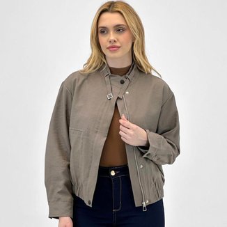 Jaqueta Pacific Blue Bomber em Tecido Oversized Feminina