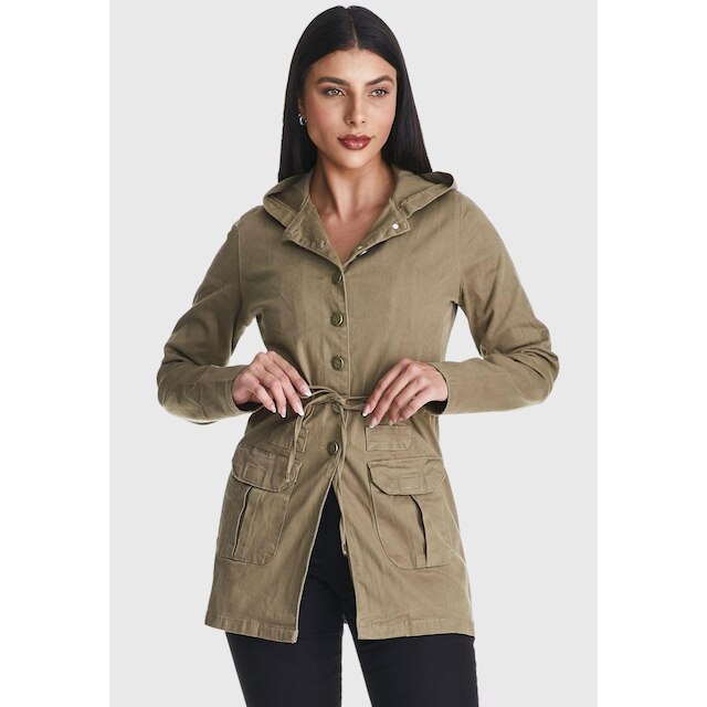Jaqueta Parka Feminina HNO Com Capuz Caqui