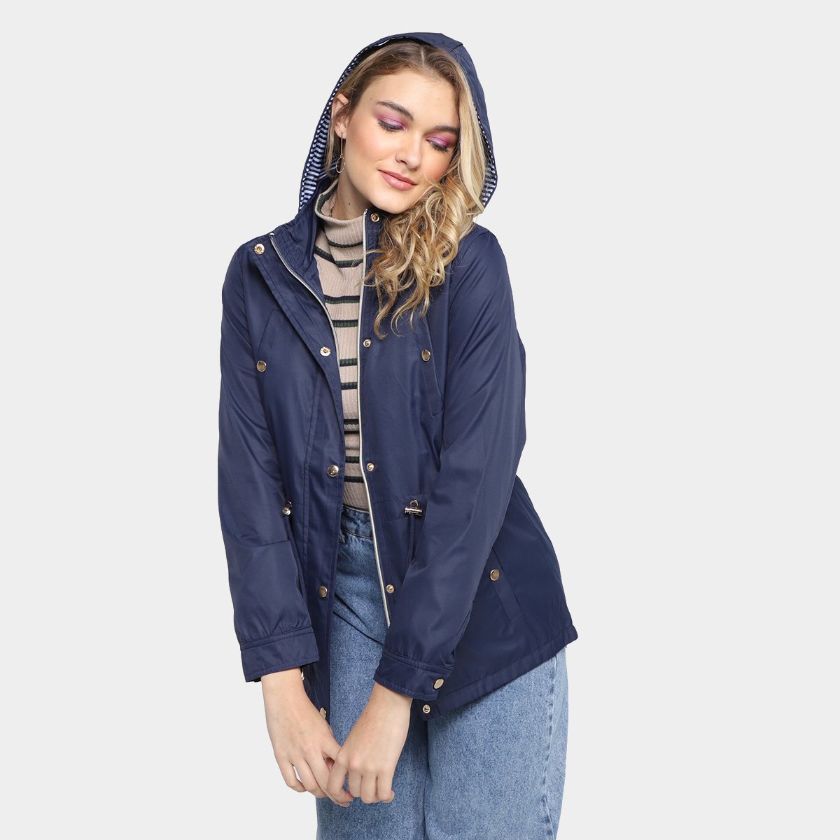 Jaqueta Parka Proxy Corta-Vento Capuz Destacável Feminina - Marinho Menor preço em Jaqueta Parka Proxy Corta-Vento Capuz Destacável Feminina - Marinho