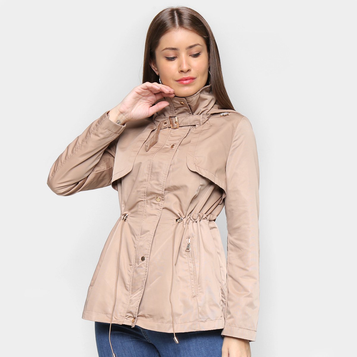 Jaqueta Parka SeV Com Capuz Feminina - Bege Menor preço em Jaqueta Parka SeV Com Capuz Feminina - Bege