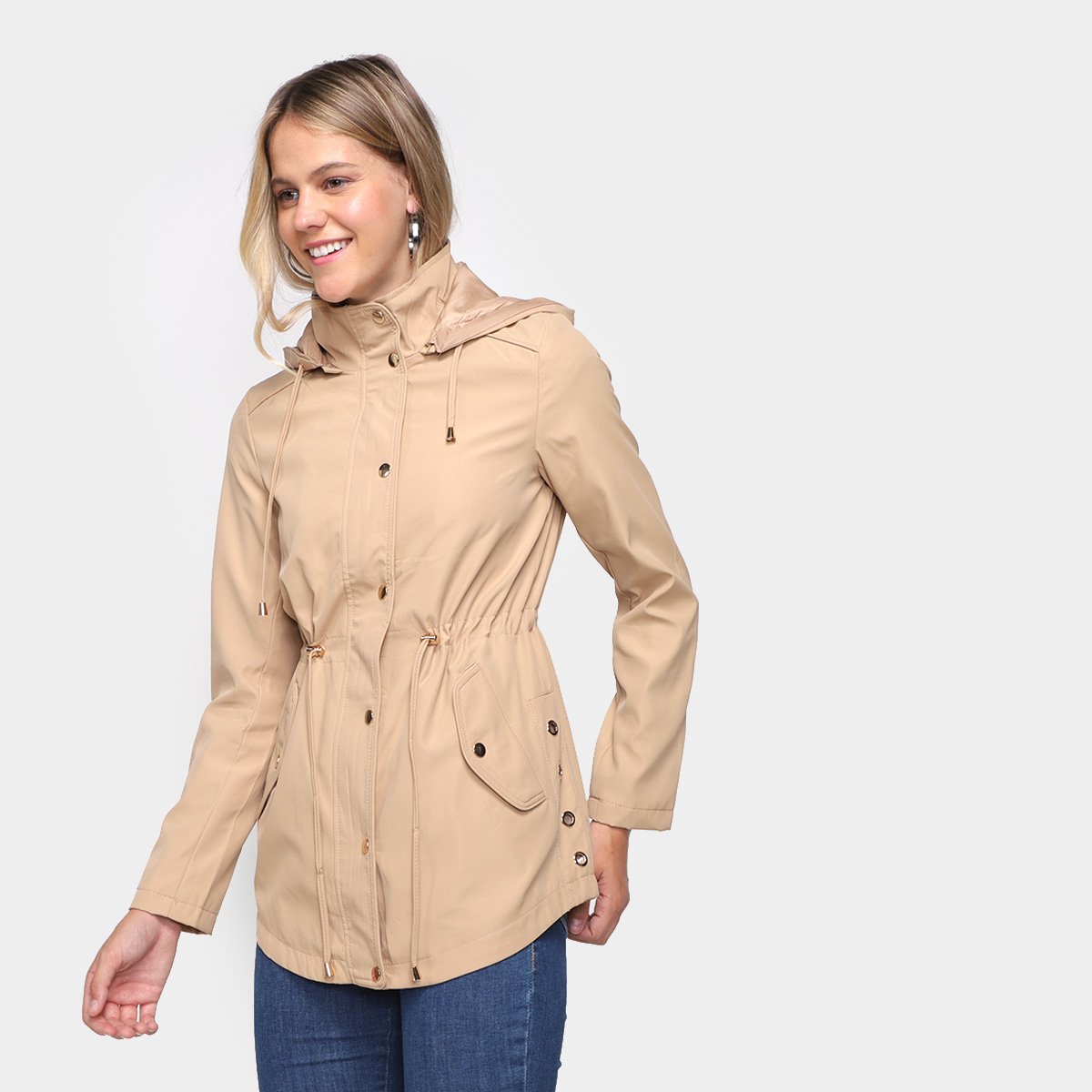 Jaqueta Pellini Parka Fina Impermeável Feminina - Bege Menor preço em Jaqueta Pellini Parka Fina Impermeável Feminina - Bege