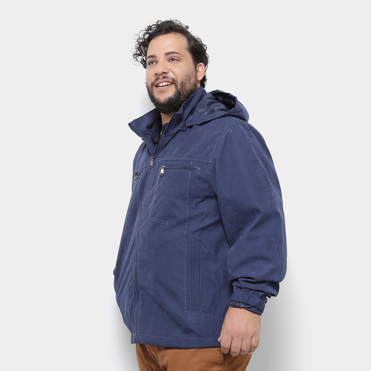 Jaqueta Plus Size Delkor Masculina - Marinho Menor preço em Jaqueta Plus Size Delkor Masculina - Marinho