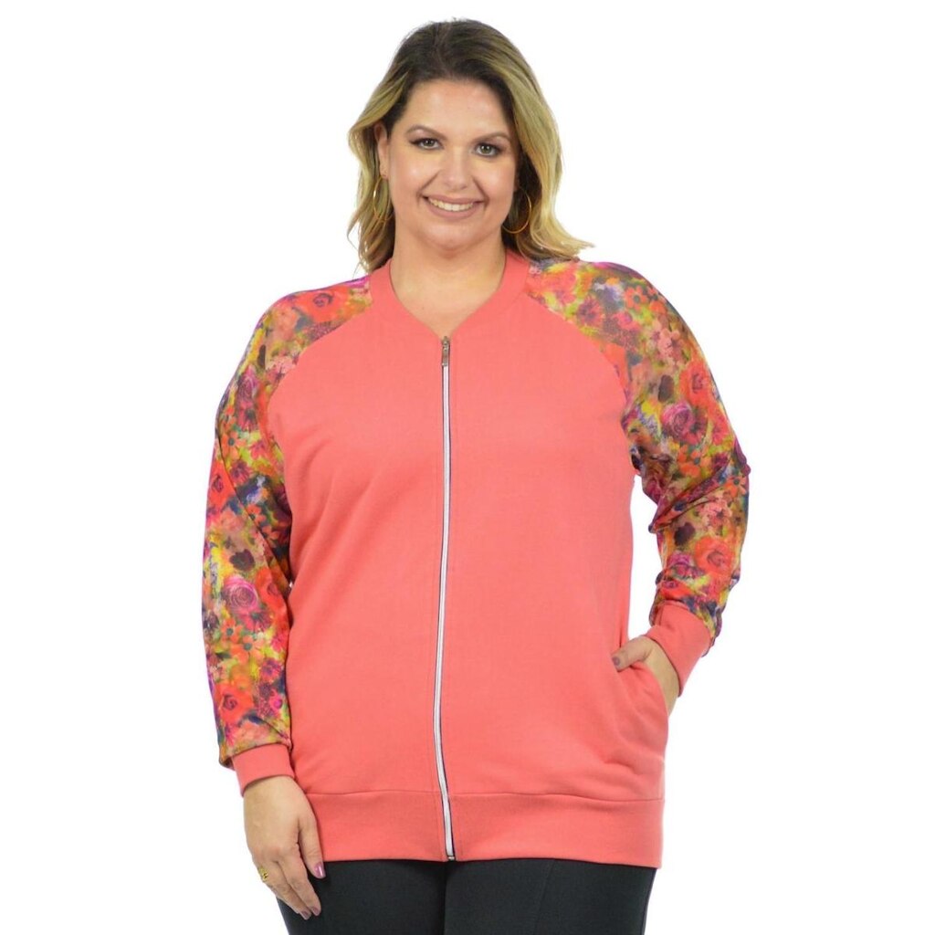 Jaqueta plus size tule fenomenal Vermelho 56