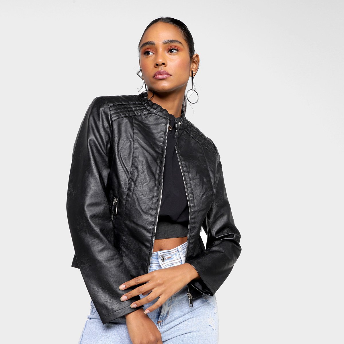 Jaqueta PU Facinelli-640400 - Preto Menor preço em Jaqueta PU Facinelli-640400 - Preto