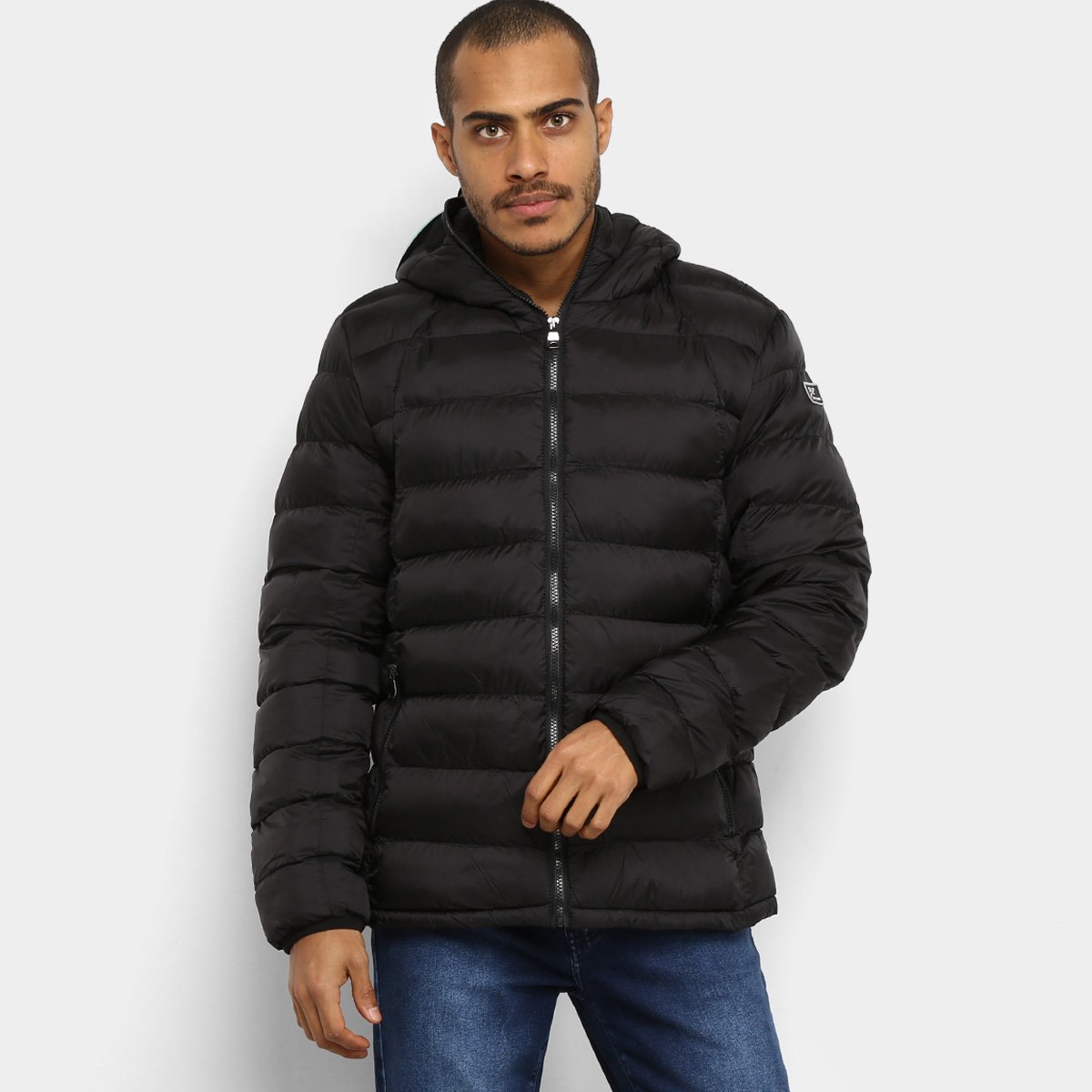 Jaqueta Puffer Broken Rules Nylon Capuz Fechado Masculina - Preto Menor preço em Jaqueta Puffer Broken Rules Nylon Capuz Fechado Masculina - Preto