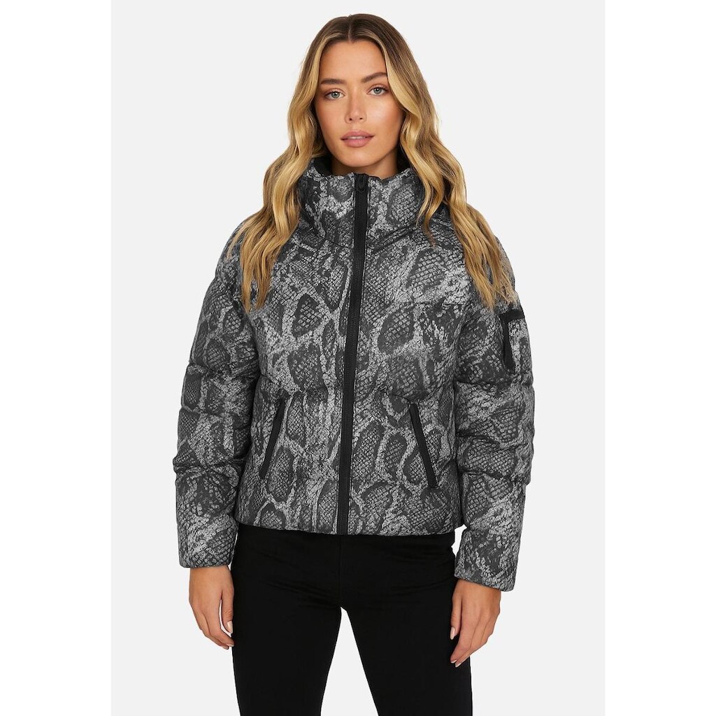 Jaqueta Puffer Eco Animal Print Cinza