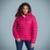 Jaqueta Puffer Feminina Gola Alta Rosa Com Capuz Removível - Rosa